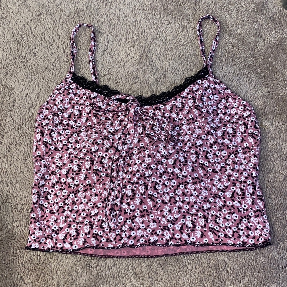 Cropped floral tank